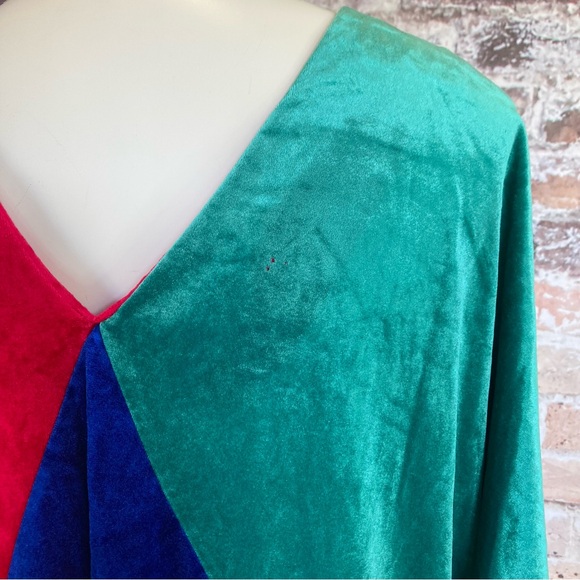Vintage Keyloun Dress Velour Colorblock Maxi Sz OS - Picture 11 of 11